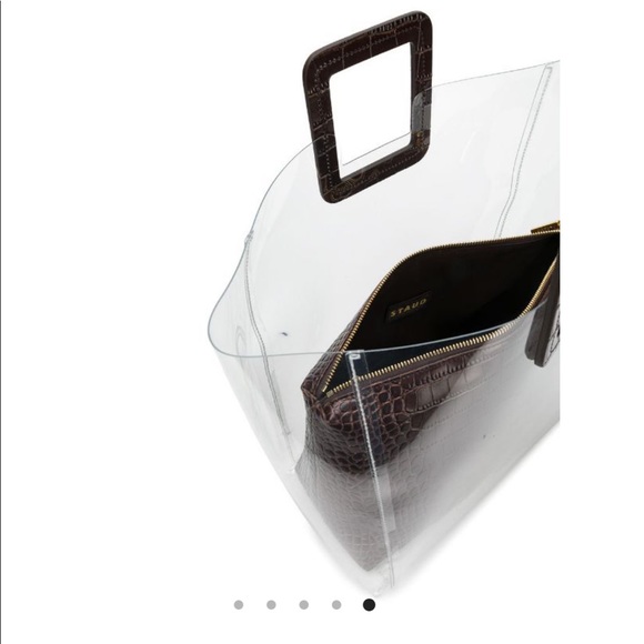 STAUD Large Shirley Bag Clear/Brown Croc Embossed - Picture 3 of 8